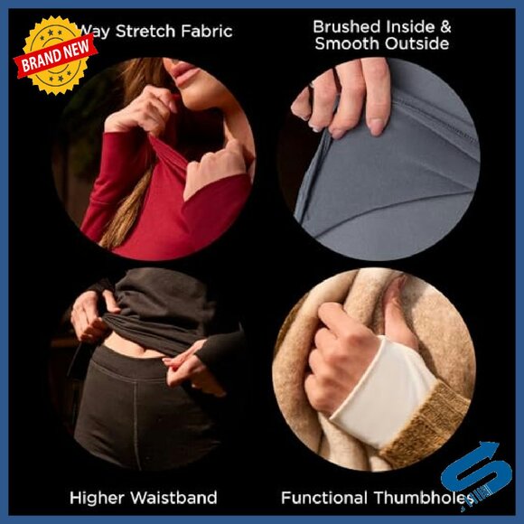 Fleece Lined Thermal Base Layer Set Long Sleeve Shirt & Leggings Cold Weather - Picture 4 of 8